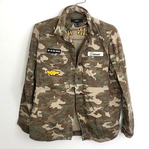 Military Patchwork Boyfriend Camo Utility Jacket S